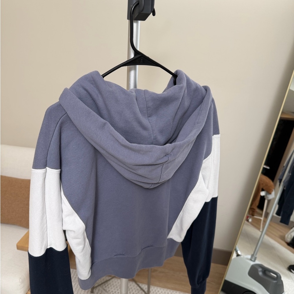 Women’s | Abercrombie Cropped Zip Up Hoodie Blue Colorblock | Medium - Picture 6 of 7